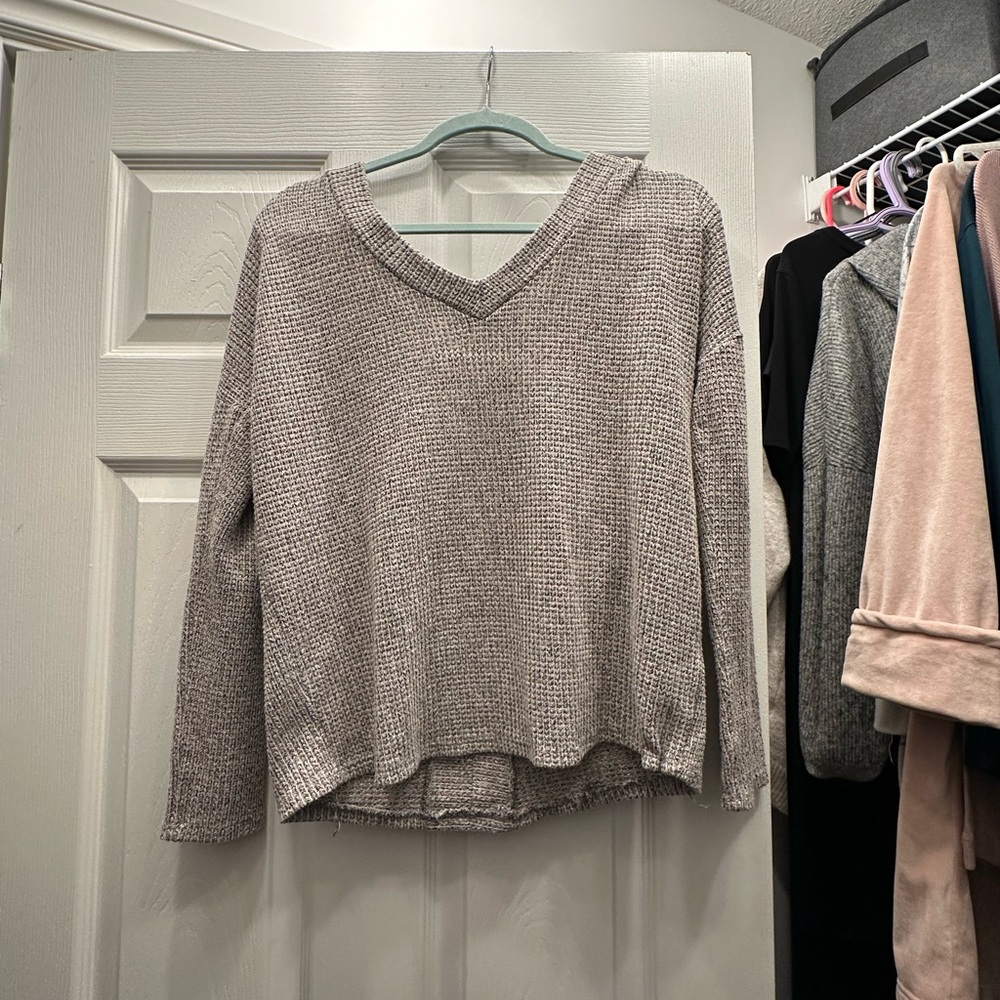 Ginger G Greyish Purple open back long sleeve shirt/ Large